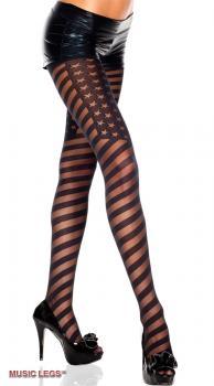 Music Legs: collant velati con motivo bandiera americana.