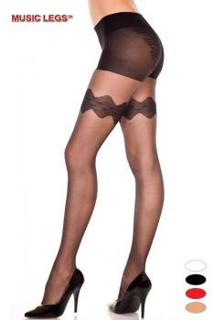 Music Legs: collant con disegno culotte e balze in pizzo.