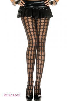 Music Legs: collant nero con disegno fori velati.