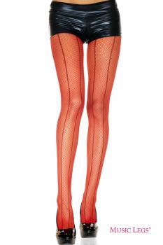 Music Legs: collant rosso a rete con righe di cucitura.