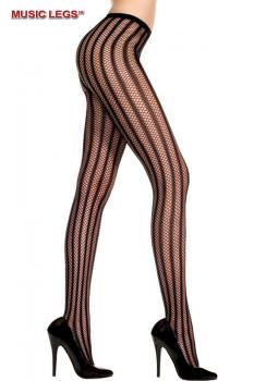 Music Legs: collant a rete con righe verticali ricamate.