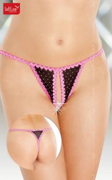 Softline - Tanga aperto nero/rosa a pois.