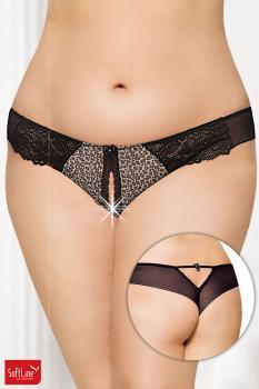 Softline - Tanga in microrete e pizzo - maculato.
