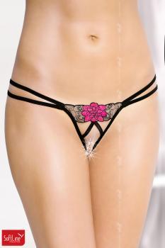 Softline - Slip aperto con rosa ricamata.