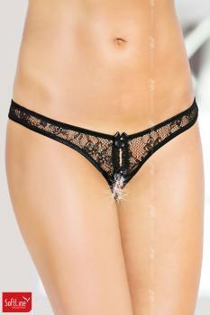 Softline - Tanga brasiliana con fiocchetti e perline.