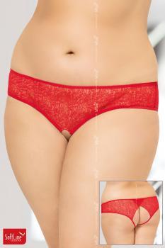 Softline - Mutandine aperte in pizzo. Rosso XL