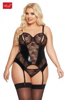 Guepiere JESSICA in pizzo e tessuto lucido. Plus size