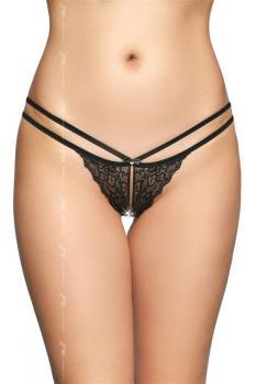 Tanga in pizzo con fiocchetto e perline.