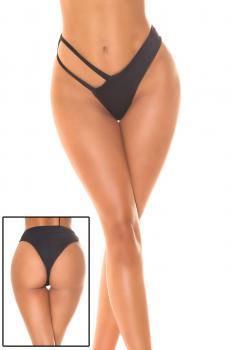 Slip bikini brasiliana con doppio fianchetto su un lato. NERO