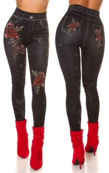eggings Jeanslook con stampa floreale. NERO