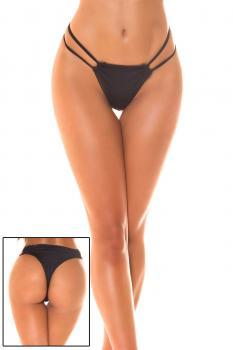 Tanga bikini Koucla con doppi fianchetti. Nero