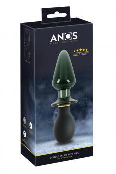 Double plug in silicone e vetro con vibrazione. Ricaricabile