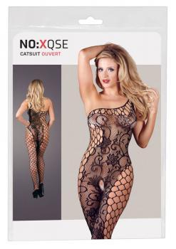 Catsuit a rete con taglio asimmetrico.