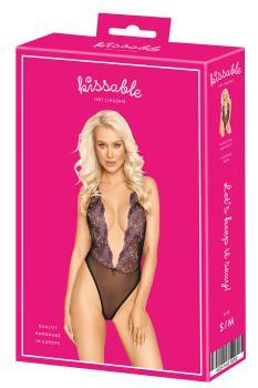 Body in pizzo ricamato con scollo a V