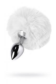 Plug in metallo argentato con peluche bianco.