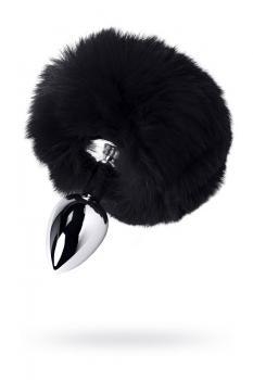 Plug in metallo argentato con peluche nero.