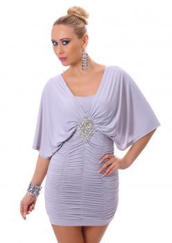 Mini abito con motivo strass anteriore. Grigio