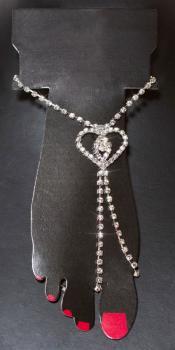 Catenina piede con strass e cuore.