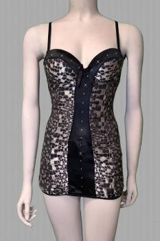 Chemise fantasia mosaico. Nero-argento