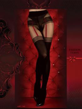 Ballerina: collant nero/rosso effetto reggicalze. Art. 340