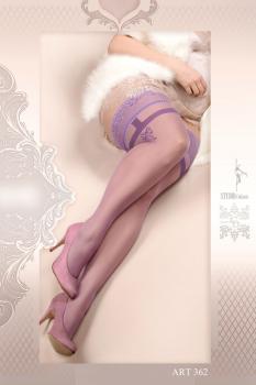 Ballerina: Calze autoreggenti viola c/decori. Art. 362