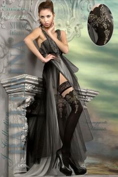 Ballerina: calze autoreggenti nere/beige art. 220