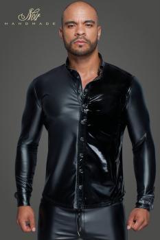 Camicia uomo maniche lunghe in Powerwetlook e PVC.