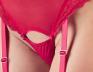 Body rosso in tulle e pizzo con coppe e cavallo removibili.