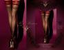 Autoreggenti nere con balza rossa, ricami e lurex. Art. BS162