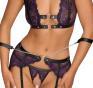 Set intimo 4 pezzi in pizzo viola con polsini.
