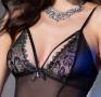 Set 3 pezzi in tulle e pizzo con bijoux e ricami in lurex.