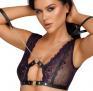 Set intimo 4 pezzi in pizzo viola con polsini.