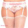 Music Legs: reggicalze in microrete e pizzo con cuoricini. XL