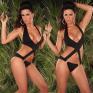 Monokini nero con incrocio e fibbie.