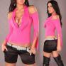 Top con spalle scoperte e cuoricini. Fucsia.