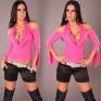 Top con spalle scoperte e cuoricini. Fucsia.