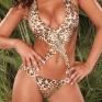Monokini leopardato con incrocio e fibbie.
