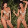 Monokini leopardato con incrocio e fibbie.
